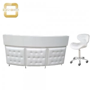 lastest white round curved reception desk high gloss salon reception counter desk manufacturer china DS-RT201