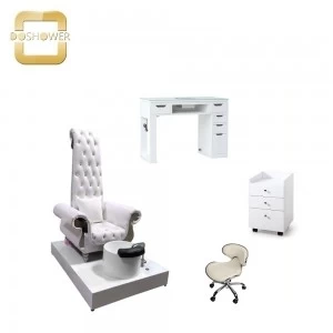 nail salon furniture high back queen throne pedicure chair with manicure table set wholesale china DS-Queen F SET