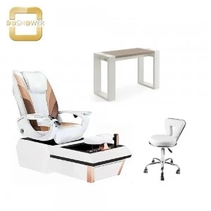 spa supply wholesale nail salon furniture luxury white spa pedicure chair and manicure table set supplies DS-W9001 SET