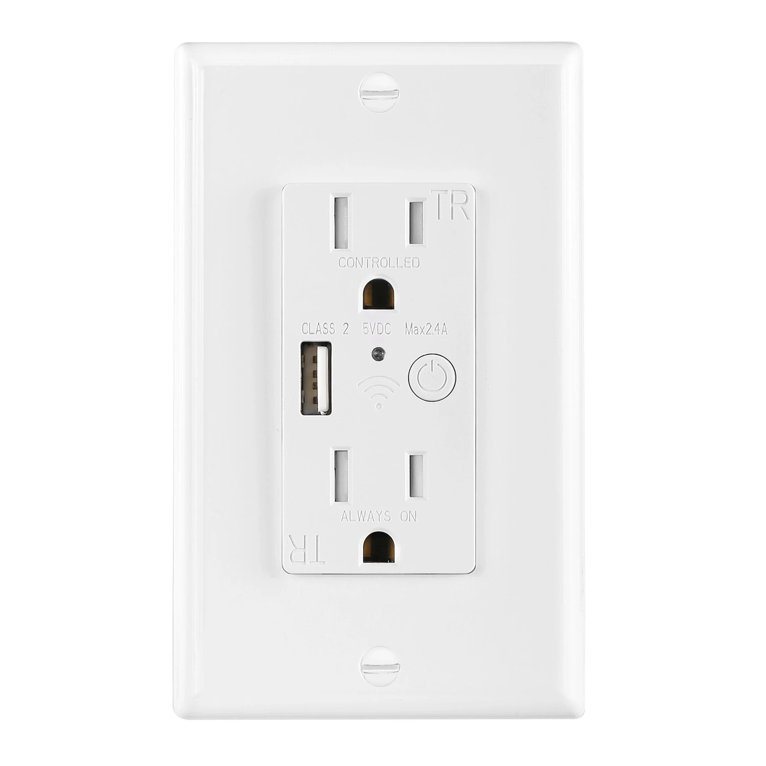 Lumary Smart in Wall Outlet with Type C & USB Charger Ports Tamper  Resistant 2.4GHz Wi-Fi APP Control Outlet, Work with Google Home,   Alexa FCC