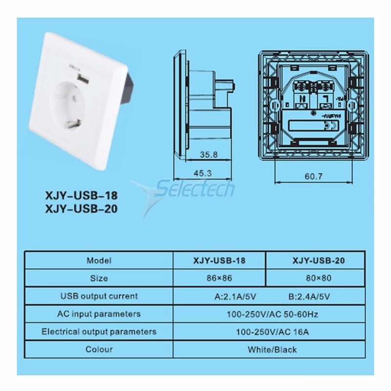 ORNO AE-13140(GS) Prise Murale Avec Chargeur USB Produit Pour Marché  Allemand