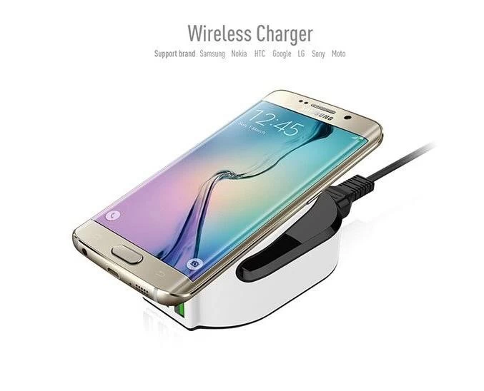 CARGADOR RAPIDO 10W QI INALAMBRICO BASE SOPORTE MOVIL PARA IPHONE X 8  SAMSUNG 2 BOBINAS - Vendopolis