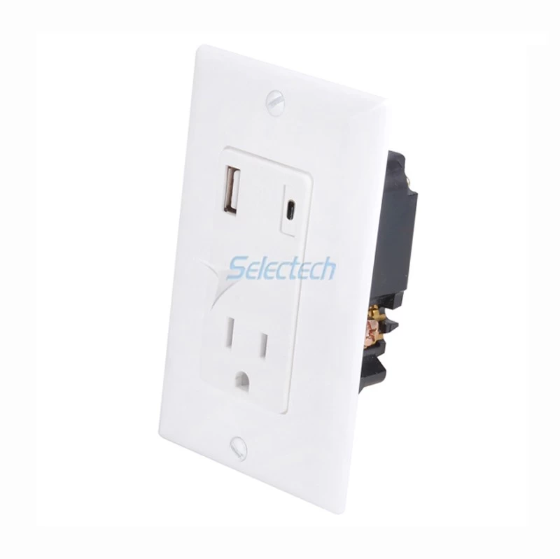 Enchufe de pared eléctrico multifuncional Enchufe de la UE Enchufe de pared  Toma de corriente Puerto USB dual con placa protectora Blanco para carga