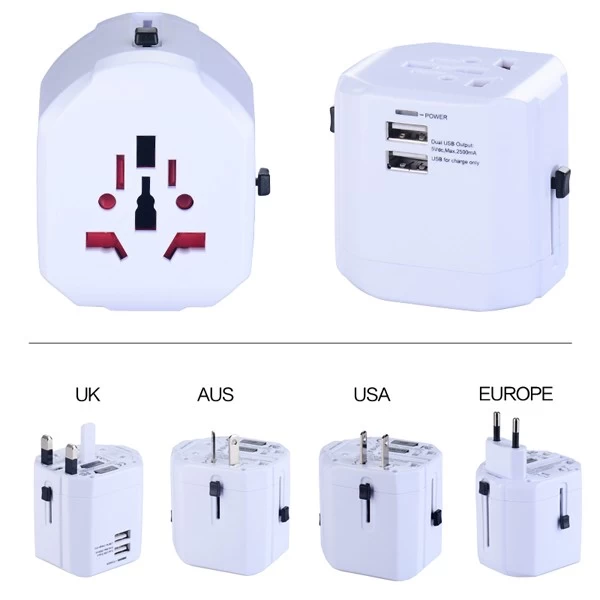 Best promotion gift universal multipurpose Daul USB travel adapter socket  plug OEM service