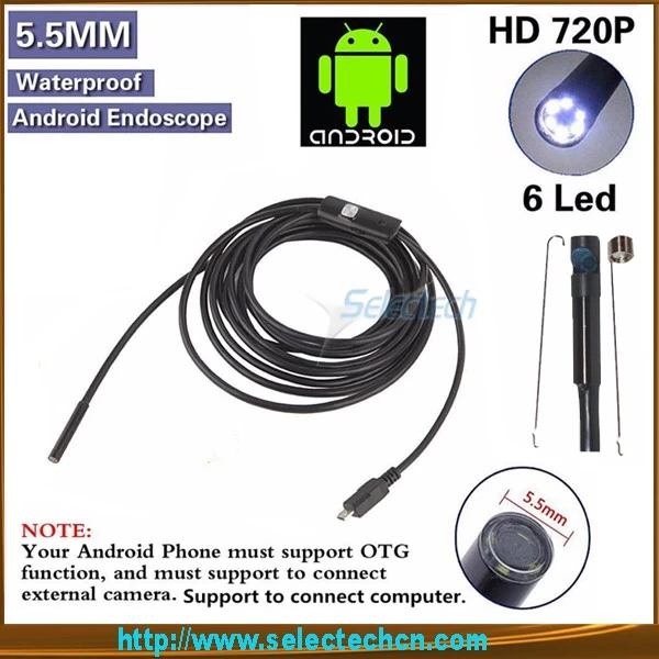 2M 6 LED USB Waterproof Endoscope Borescope Snake Inspection Video Camera  5mm PC USB TYPE C or A for PC Computer