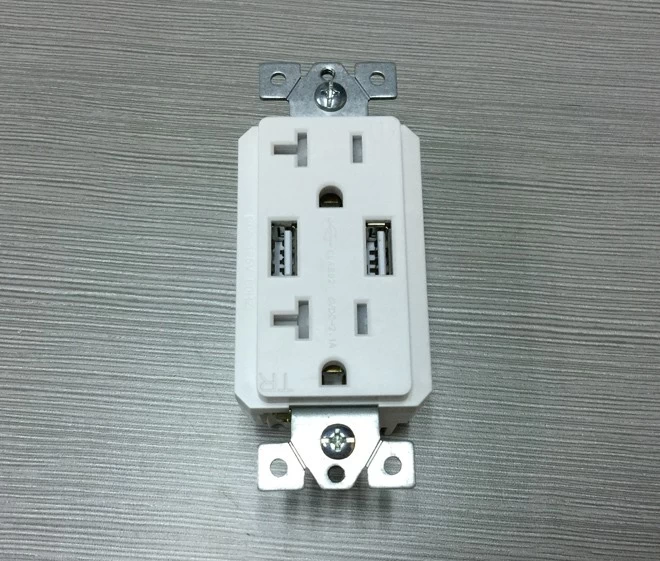 Cargador de enchufe de pared de puerto USB dual AC Power Receptáculo Panel  de placa de salida 15A 110 (negro)