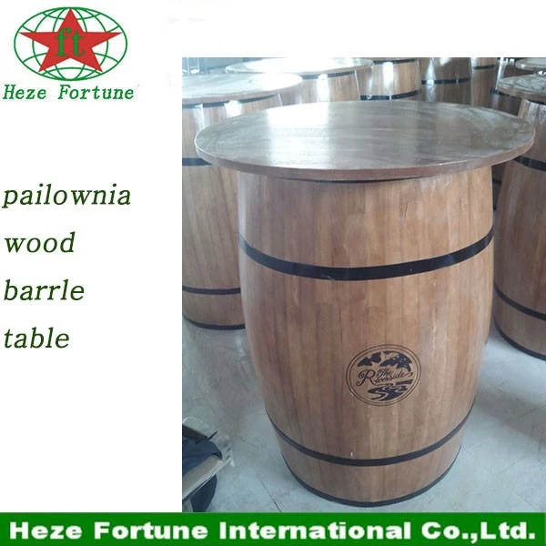 China restaurant furniture paulownia wood barrel bar table manufacturer