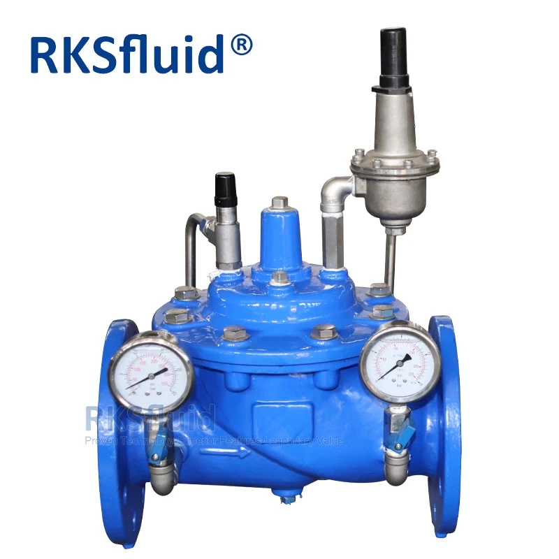 China Ansi jis ferro dúctil hidraulicamente flange pressão reduzindo a válvula pn16 para o sistema de água fabricante
