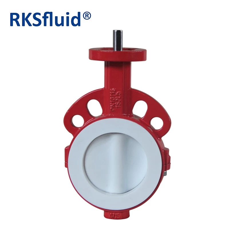 China ANSI WCB Carbon Steel Acid Base DN100 Ductile Iron Wafer Type PTFE Lined Butterfly Valve PN16 Class 150 in Stock manufacturer