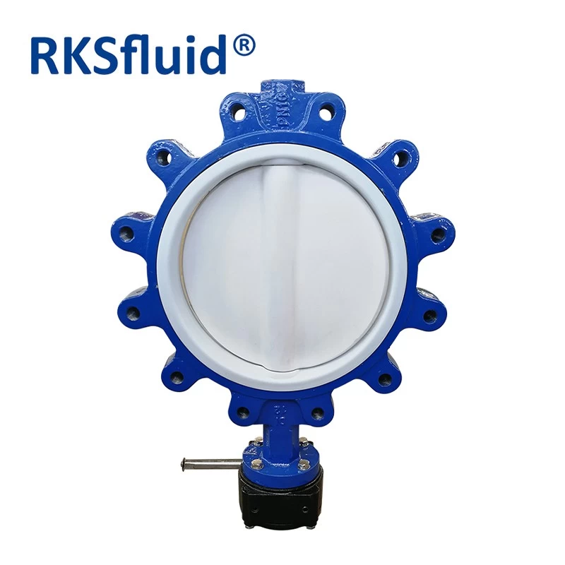 China ANSI carbon steel wafer lug type PTFE lined butterfly valve dn300 pn10 for seawater manufacturer