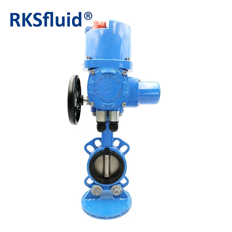 China Cast iron SS disc elect electric operated wafer type butterfly valve manufacturer