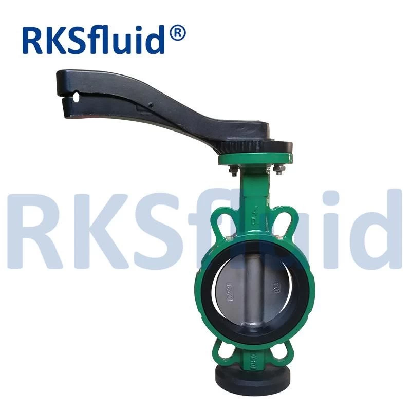 China Cast iron/ductile iron wafer PN16 butterfly valve with level stainless steel manufacturer