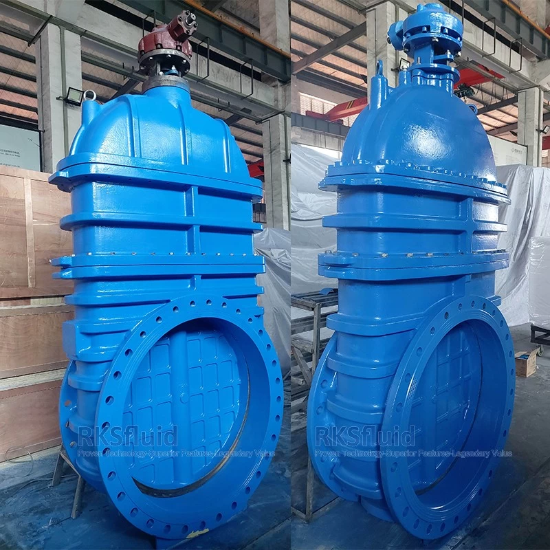 China Chinese RKSfluid brand AWWA water valve BS5163 DI metal seated flange gate valve DN2000 manufacturer
