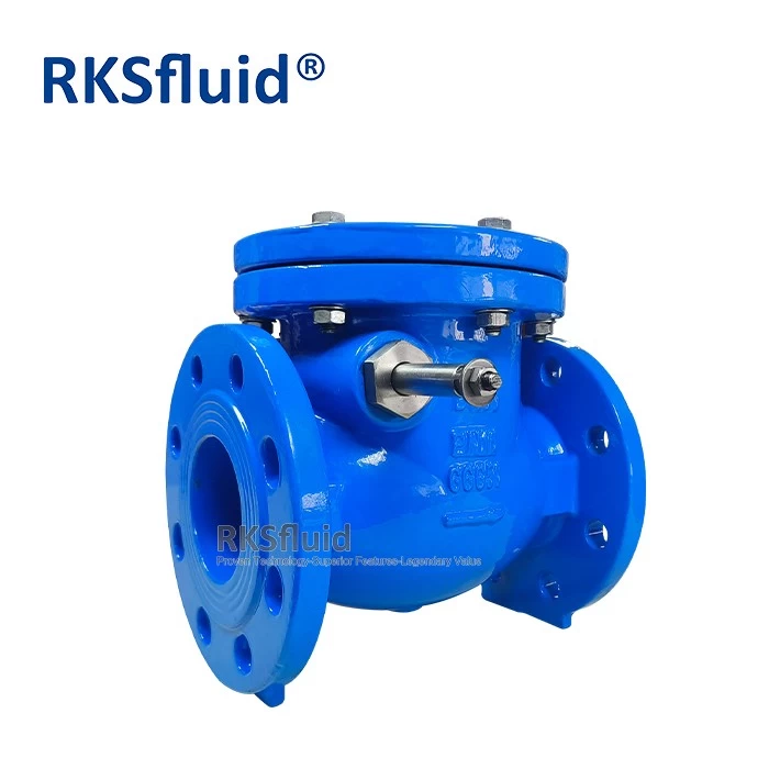 China DIN3202-F6 DN80 PN16 ductile cast iron double flange swing check valve with lever and count weight Hersteller