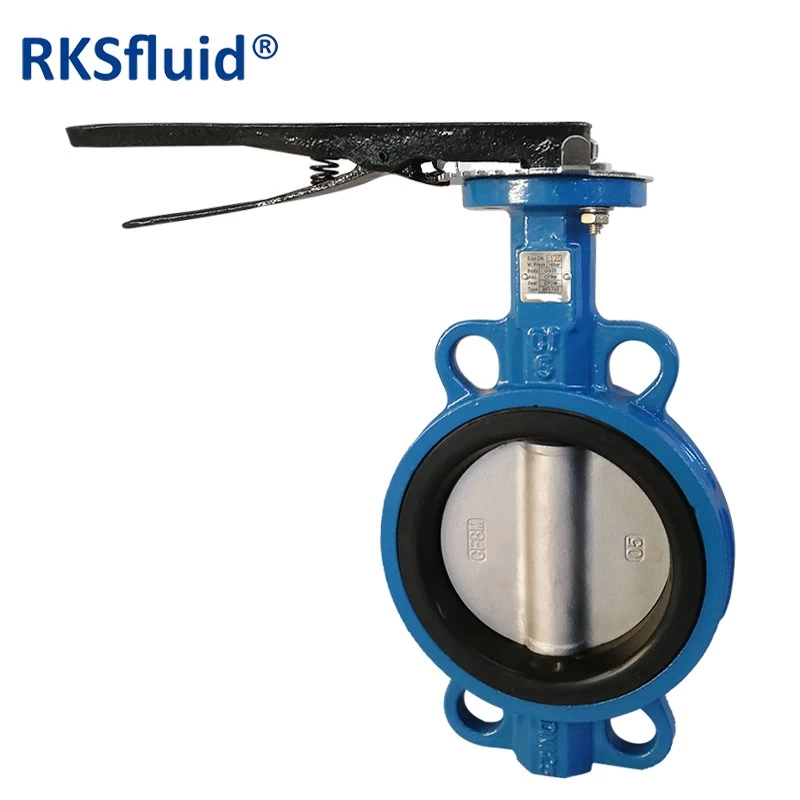 China DN125 PN16 CI DI Ductile Iron Body CF8M Wafer Lug Butterfly Valve with Handle Lever manufacturer