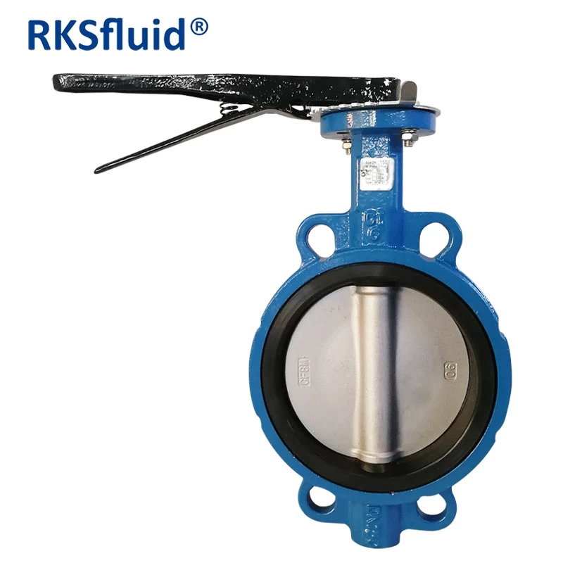 China DN1500 PN16 Resilient Seat Cast Iron Wafer Type Butterfly Valve with Aluminum Lever manufacturer