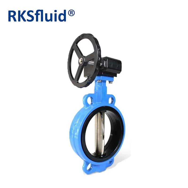 China DN250 Worm Gear Butterfly Valve Wafer Connection 2 Inch-10 Inch Ductile Iron Gear Box Valve Butterfly for water oil gas manufacturer
