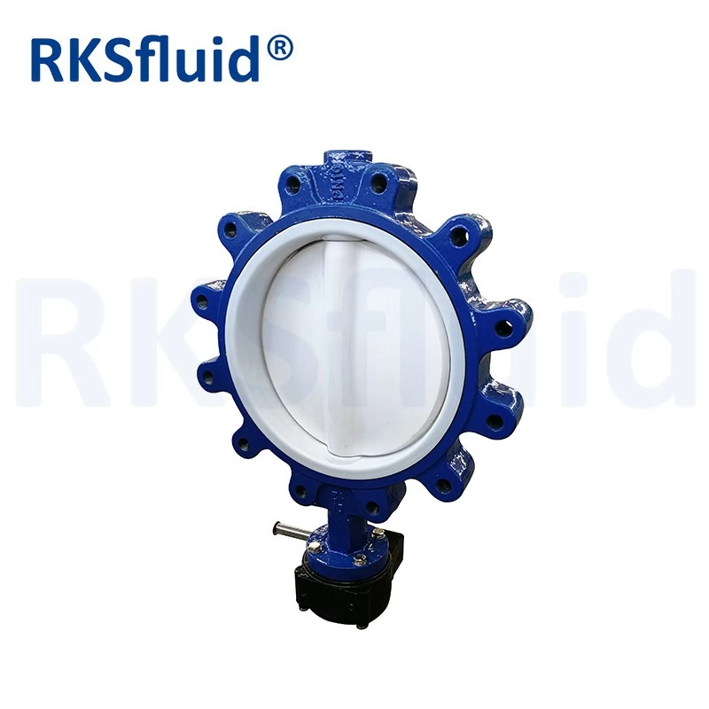 China DN40 DN300 PTFE Coated Steel semi Lug Type lugged Butterfly Valve manufacturer