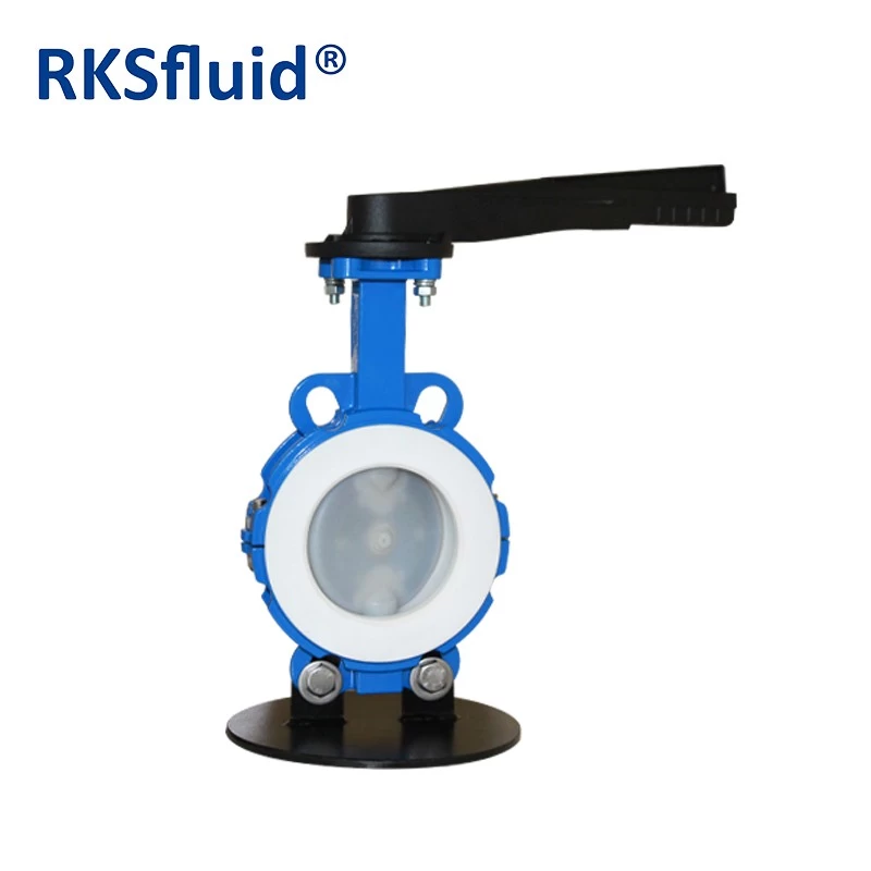 China EN WCB ANSI Class 150LB Wafer Lug PTFE Lined Manual Butterfly Valve DN100 manufacturer