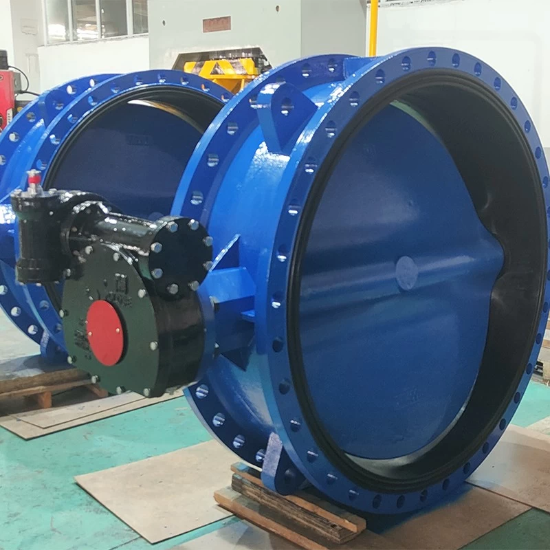 China Factory direct Large Diameter Ductile iron Resilient Seat Double Flange Butterfly Valve customizable Short delivery time manufacturer