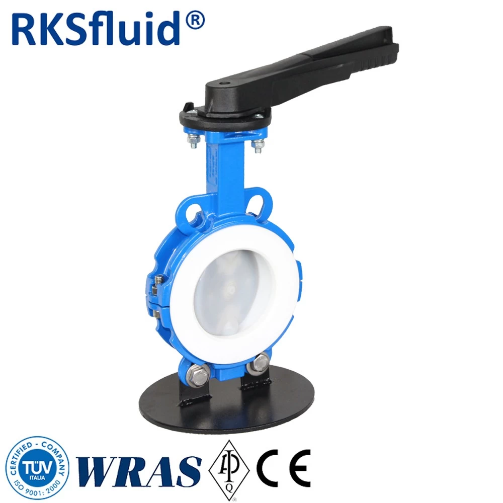 China Handles gear box operated PTFE lined PFA coated butterfly valves manufacturer
