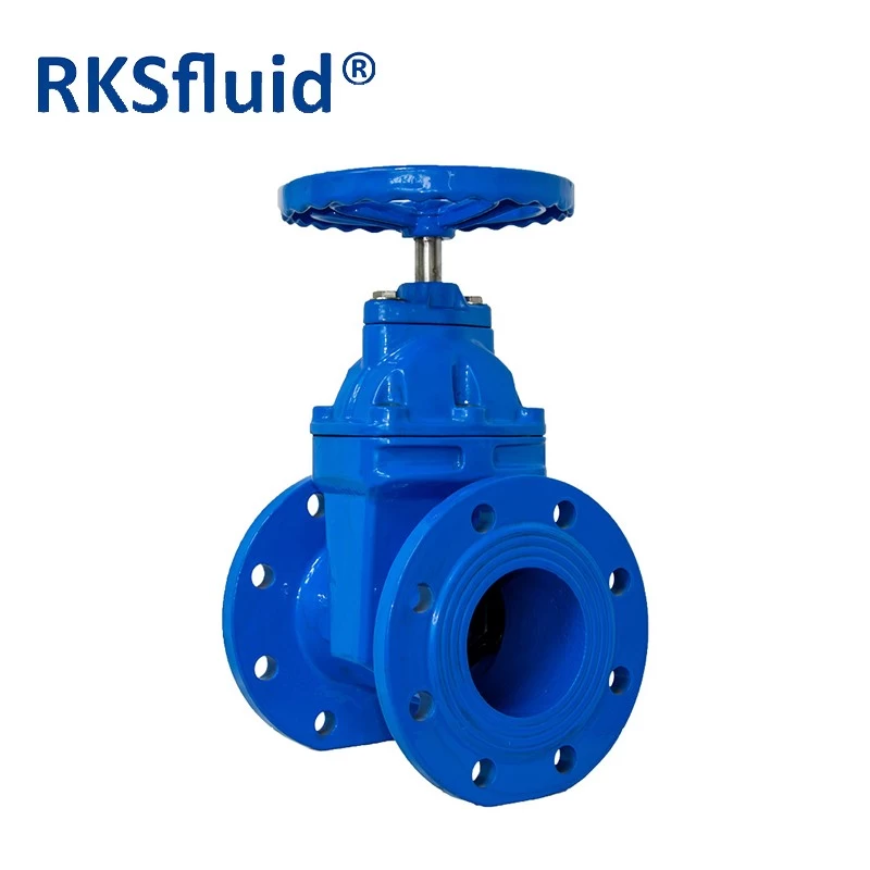China Handwheel non rising stem PN16 DN100 soft seal resilient seated cast iron flange type sluice gate valve manufacturer