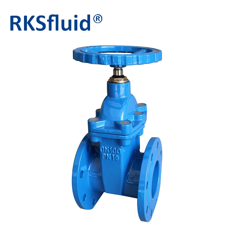 Handwheel non rising stem PN16 DN100 soft seal resilient seated cast iron flange type sluice gate valve