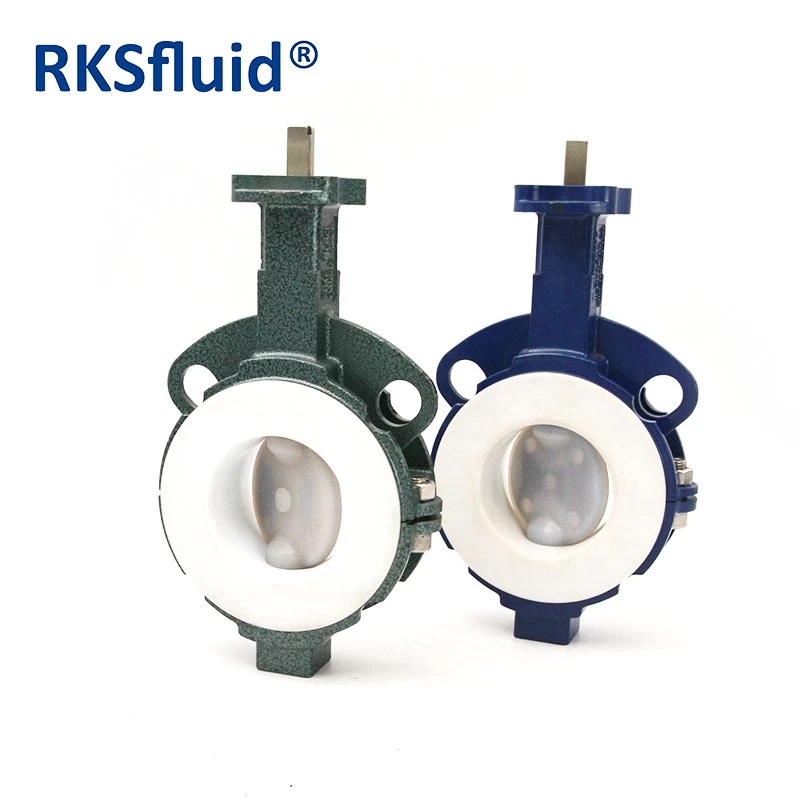 China PTFE Lined wafer butterfly valve for food PFA coated disc cast steel butterfly valve manufacturer