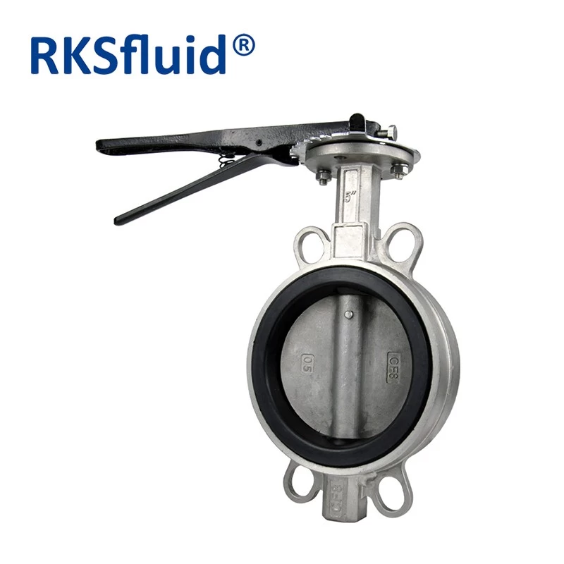 中国 RKSfluid 5 "DN125 150LBのステンレス鋼の延性鋳鉄EPDMシートダブルフランジ工業用バタフライバルブ メーカー