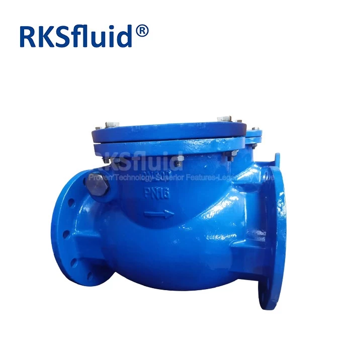 China RKSfluid AWWA swing check valve ductile iron flanged sewage resilient sealing EPDM NBR check valves swing type PN16 manufacturer