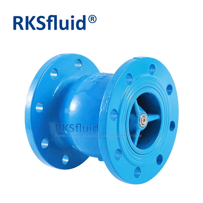 porcelana RKSfluid DIN BS EN Válvulas de retención no Slam DN80 DN100 3in 4 pulgadas Válvula de retención de boquilla de hierro dúctil PN16 para aguas residuales fabricante
