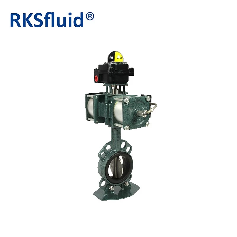 중국 RKSfluid DN50 PN10 웜 기어 스테인레스 스틸 PTFE 장착 웨이퍼 타입 버터 플라이 밸브 제조업체