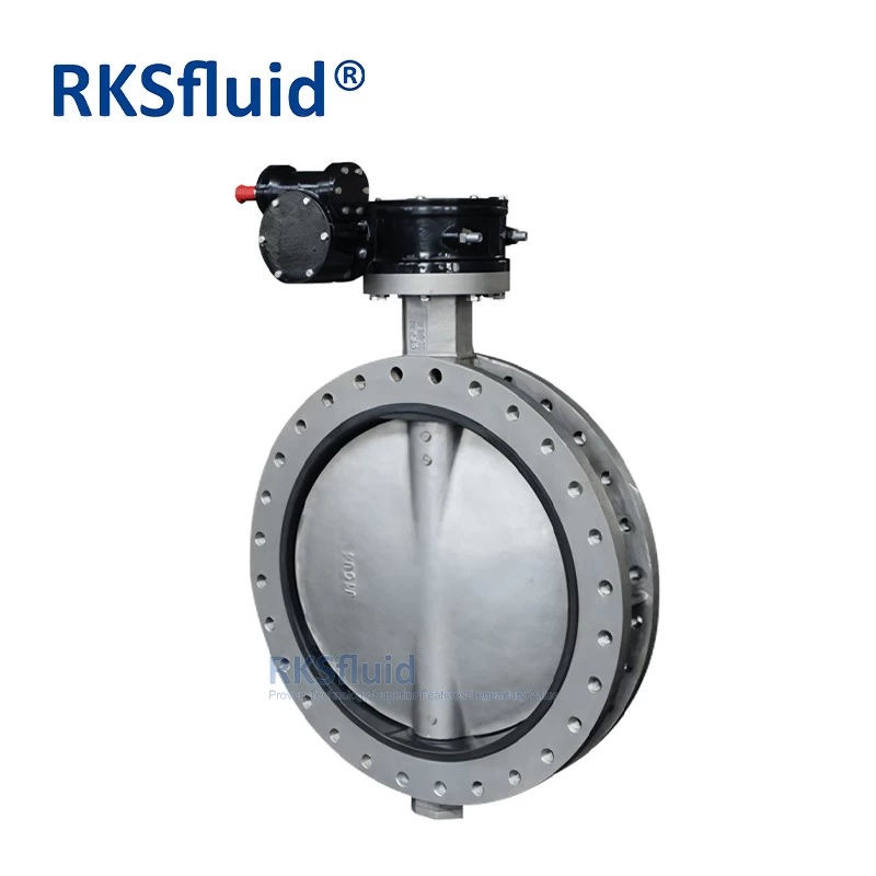 China RKSfluid Ductile Iron Resilient Seat U-Section Double Flange Butterfly Valves DN350 with CE ISO Wras Acs Approved manufacturer