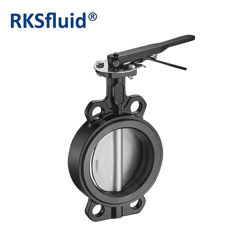 중국 RKSfluid SS316 플랜지 나비 밸브 4 인치 DN400 탄력적 인 시트 웨이퍼 타입 나비 밸브 가격 손 레버 제조업체