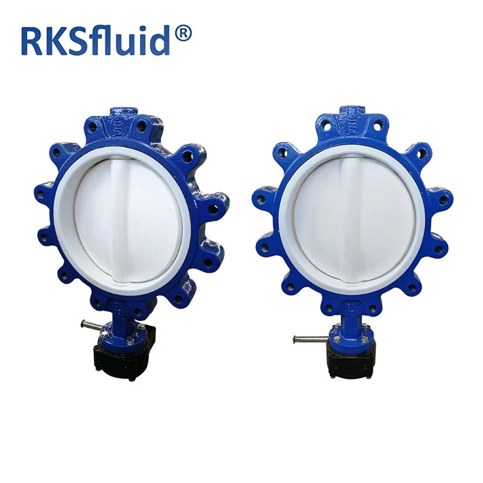 China RKSfluid-Qualität zu einem günstigen Preis Art der Öse Absperrklappe komplett mit PTFE-Gusseisen überzogen Hersteller