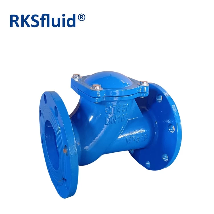 중국 RKSfluid 중국 비 반환 밸브 연성 철 플랜지 엔드 볼 체크 밸브 PN16 DN100 하수 제조업체