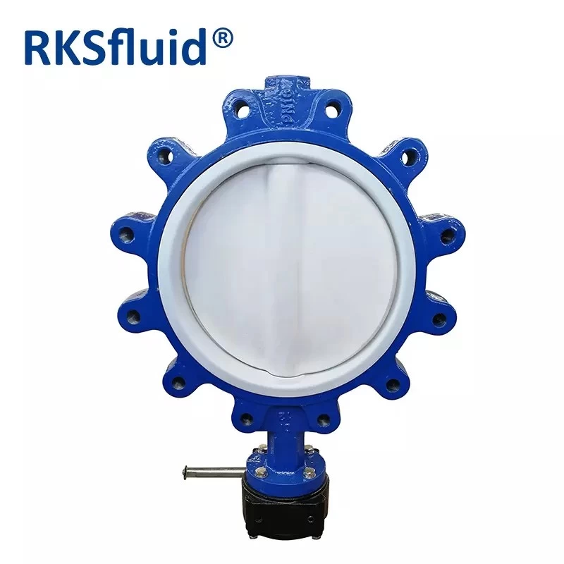 China RKSfluid industrial valve ANSI 150 Ductile Iron QT450 wafer lug type PTFE Lined Butterfly Valve PN10 manufacturer