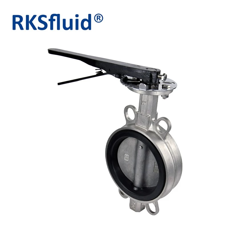 China Stainless steel wafer type butterfly valve manual gearbox butterfly valves dn200 manufacturer