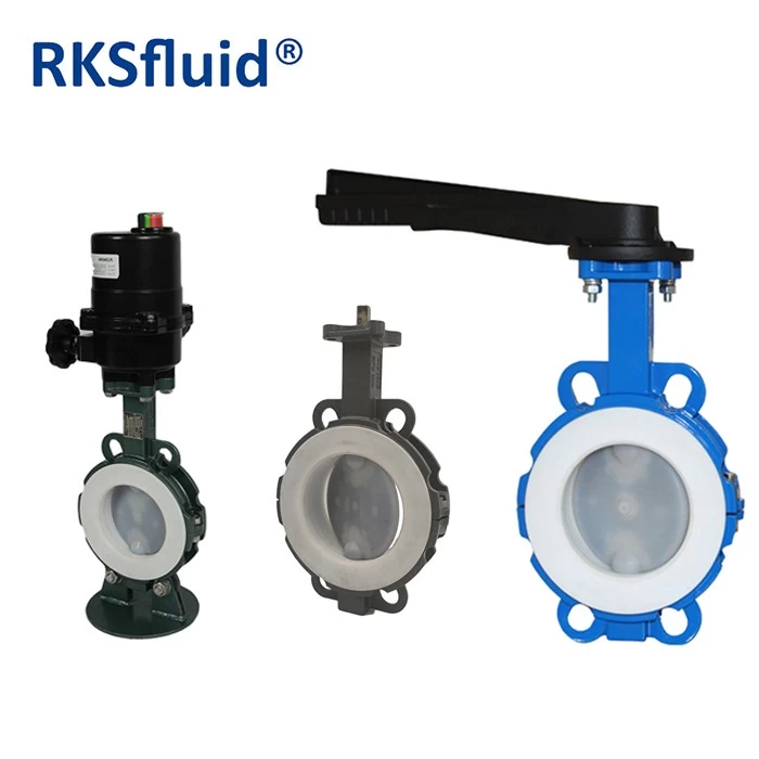 China Top grade wafer connection pneumatic PTFE lined butterfly valves manufacturer