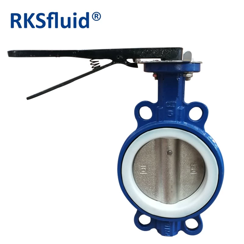 China Wholesale wafer butterfly valve with internal PTFE coating manufacturer
