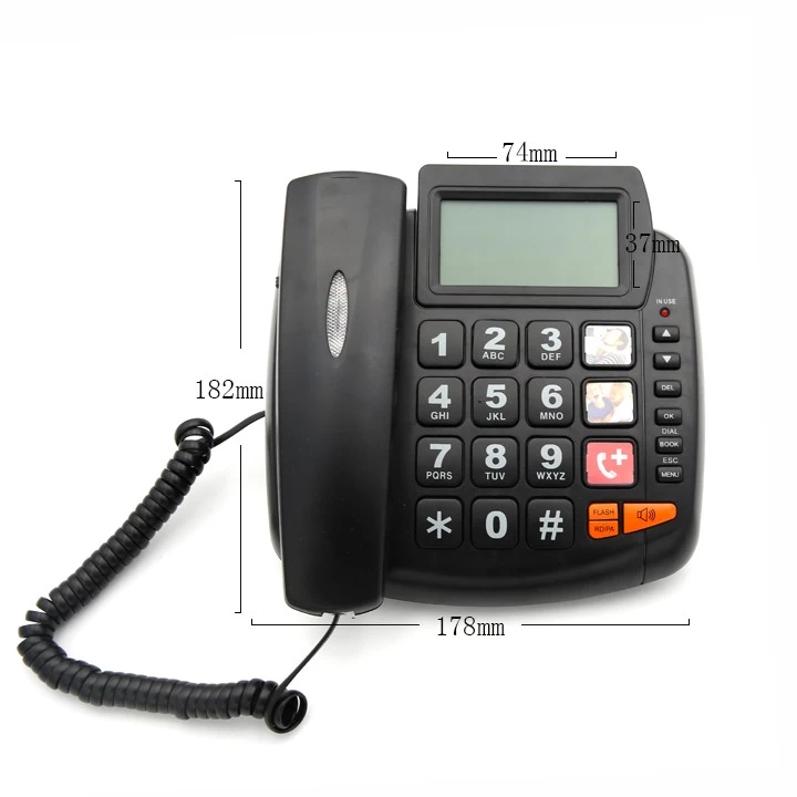  Teléfonos fijos con cable para el hogar/hotel/oficina, teléfono  con cable de escritorio con pantalla, volumen ajustable y manos libres  (negro) : Productos de Oficina