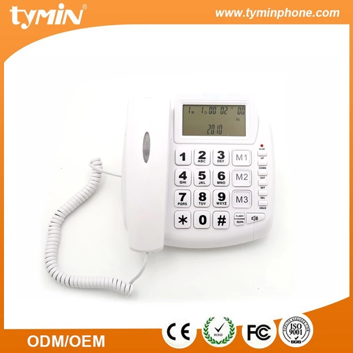 China High quality jumbo button telephone with blue back-light and call id display.(TM-PA008) manufacturer