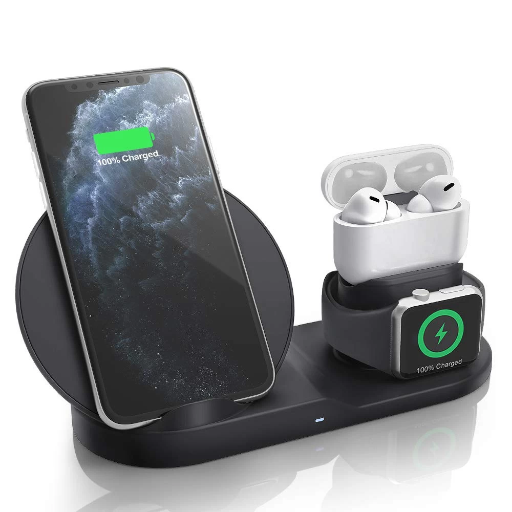 China China fashionable design 3 in 1 Fast Wireless Charger Stand for iPhone XS/XS MAX/XR/X and AirPods charging and compatible with Apple Watch Series 4/3/2/1(MH-Q440D) manufacturer