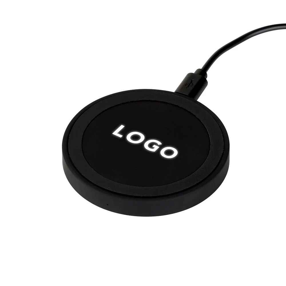 China Desktop OEM Round Shape Wireless Charging Pad With Customized Led Light Up Logo Wireless Phone Charger For All Qi-Enabled Device (MH-D2) manufacturer