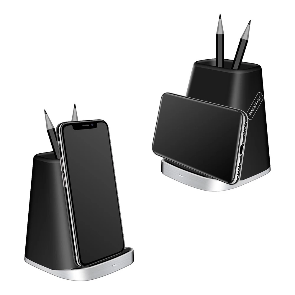 China Shenzhen Popular Qi Standard Fast Wireless Charging Stand for iphone XS Max/XR/X/8/8Plus and Samsung Galaxy S10/S10Plus and also a pen pencil holder for office use (MH-V82) manufacturer