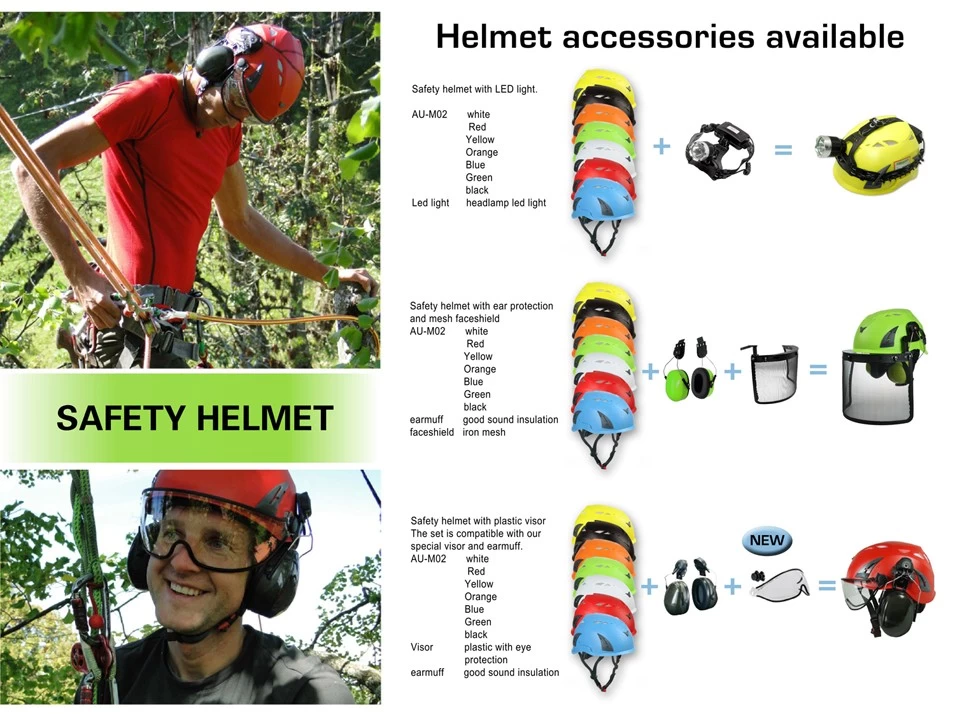 EARMUFF: The durable shell of earmuff is made out of high impact resistant ABS material.The extra soft ear cushions provide you maximum seal, comfort and complete hearing protection.It is suitable for people who work in the high noisy workplace. FACE SHIELD: This face shield is fitted for safety helmets,and it is widely used in cutting，grinding,building and mechanical industry. the raw material with UV protection is imported from Bayer Company of Germany. 1 mm and 1.5mm thickness is available for you. FACE SHIELD: Iron mesh face shield provides great protection for head，face and hearing. Easy to install or install.