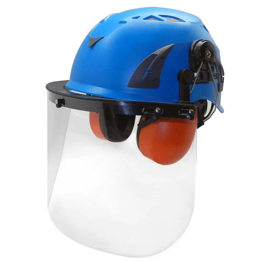 China industrial PPE safety helmet with PC material faceshield manufacturer