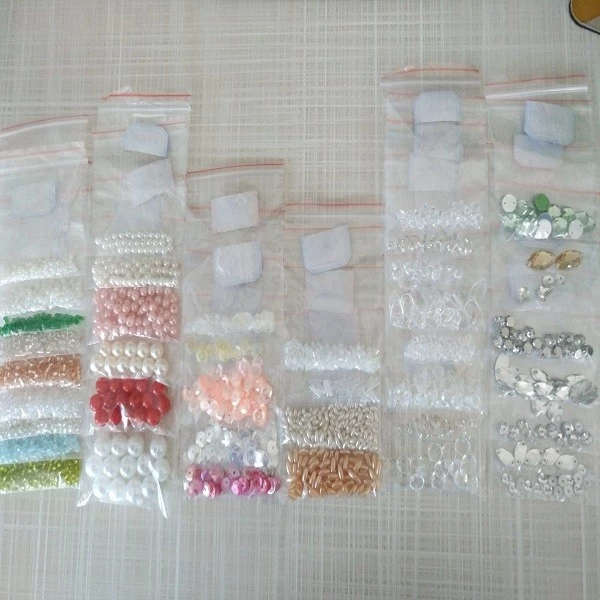 Different kinds of beads for wedding dress