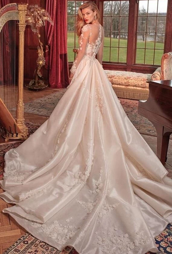 China 2019 nieuw design bruidsjurk verwijderbare organza rok maxi trouwjurk fabrikant