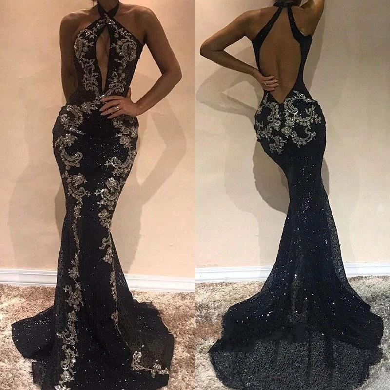 China Floor Length mermaid evening gown Maxi Formal Party Prom Dresses Black manufacturer